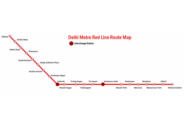 Delhi Metro Red Line Route Map