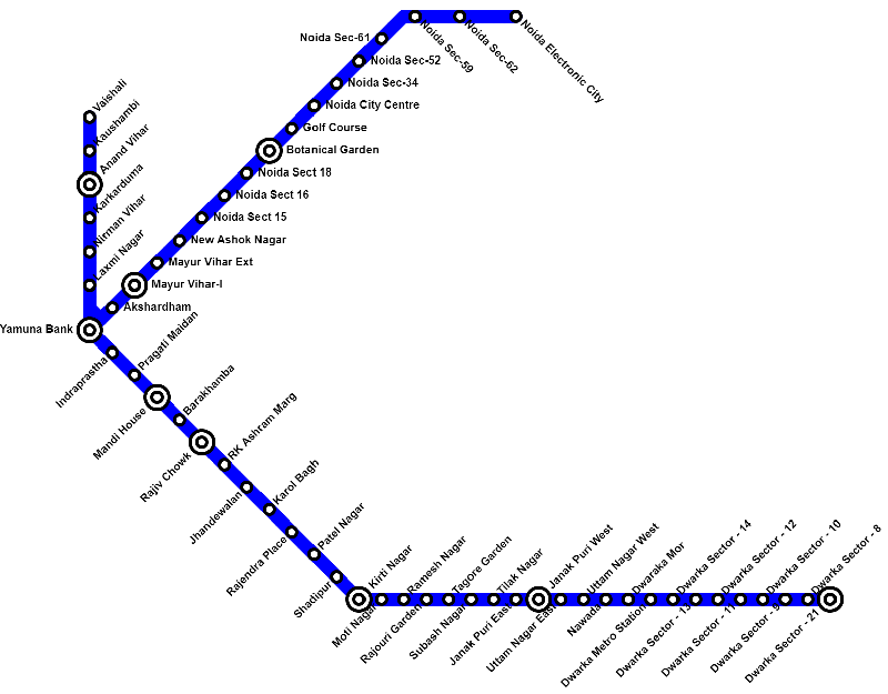 delhi metro blue line map