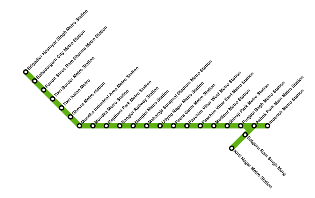 Delhi Metro Green Line Metro Route Map