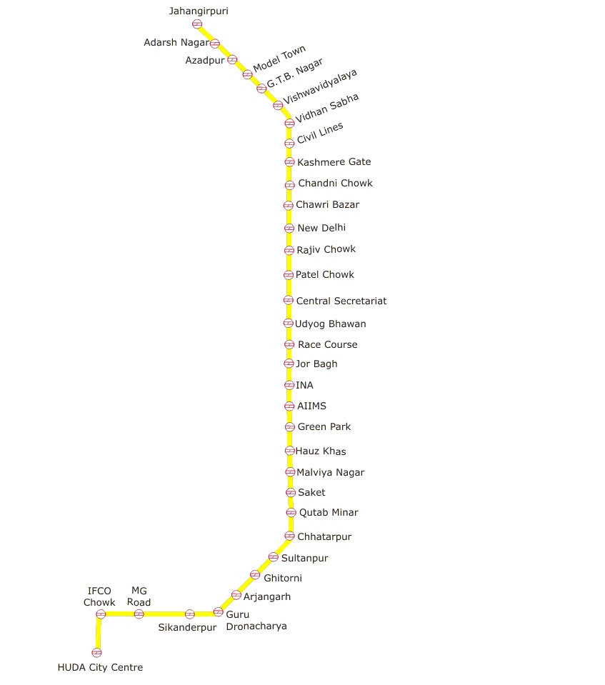 delhi metro yellow line map