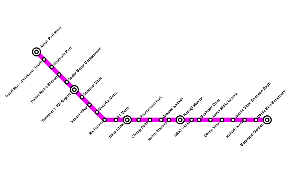 Delhi Metro Magenta Line Metro Route Map
