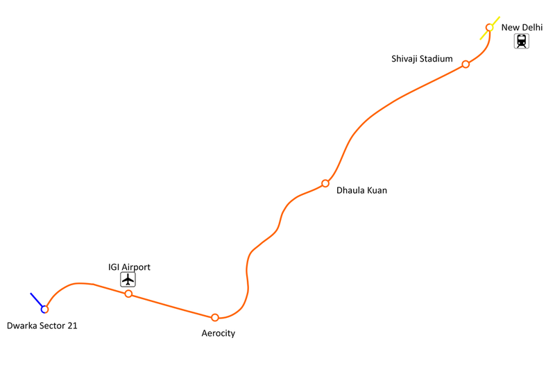 Delhi Airport Metro Orange Line Route Map