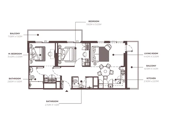 Azizi beach Oasis 2 Floor Plan