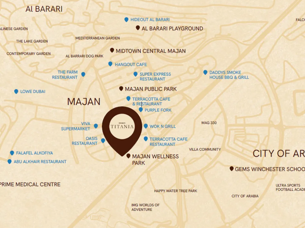 Binghatti Titania Location Map