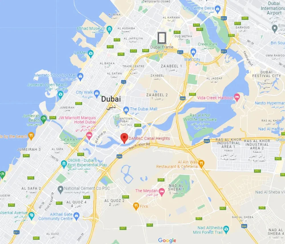 Damac Canal Heights 2 Map