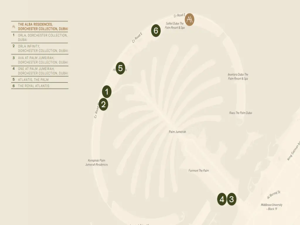 Omniyat the Alba Residences Location Map