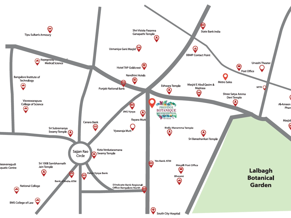 Prestige Botanique Location Map