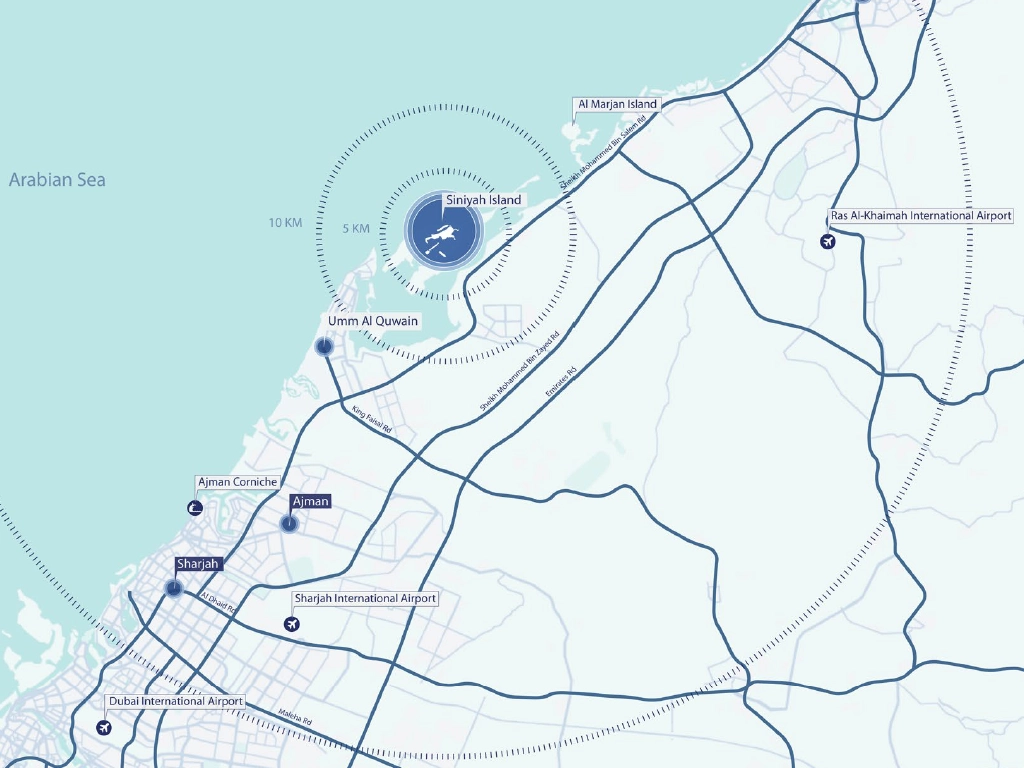 Siniya Beach Residences Location Map