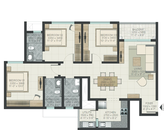 Sobha Town Park Floor Plan